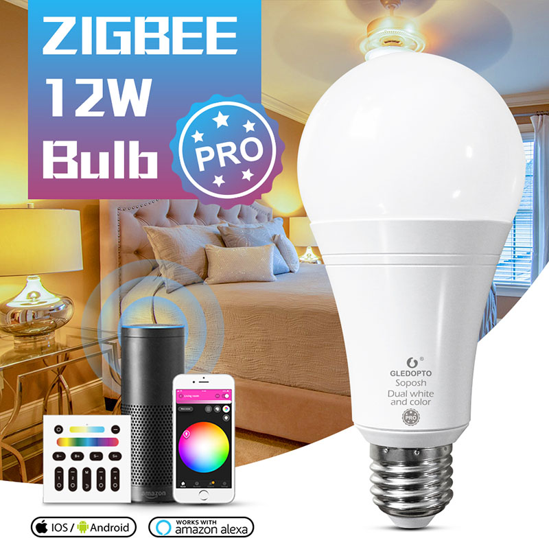 AC100~240V 12W RGBCCT Color Change LED Bulb Compatible with Hue Bridge, Amazon Alexa, APP Voice/RF Control